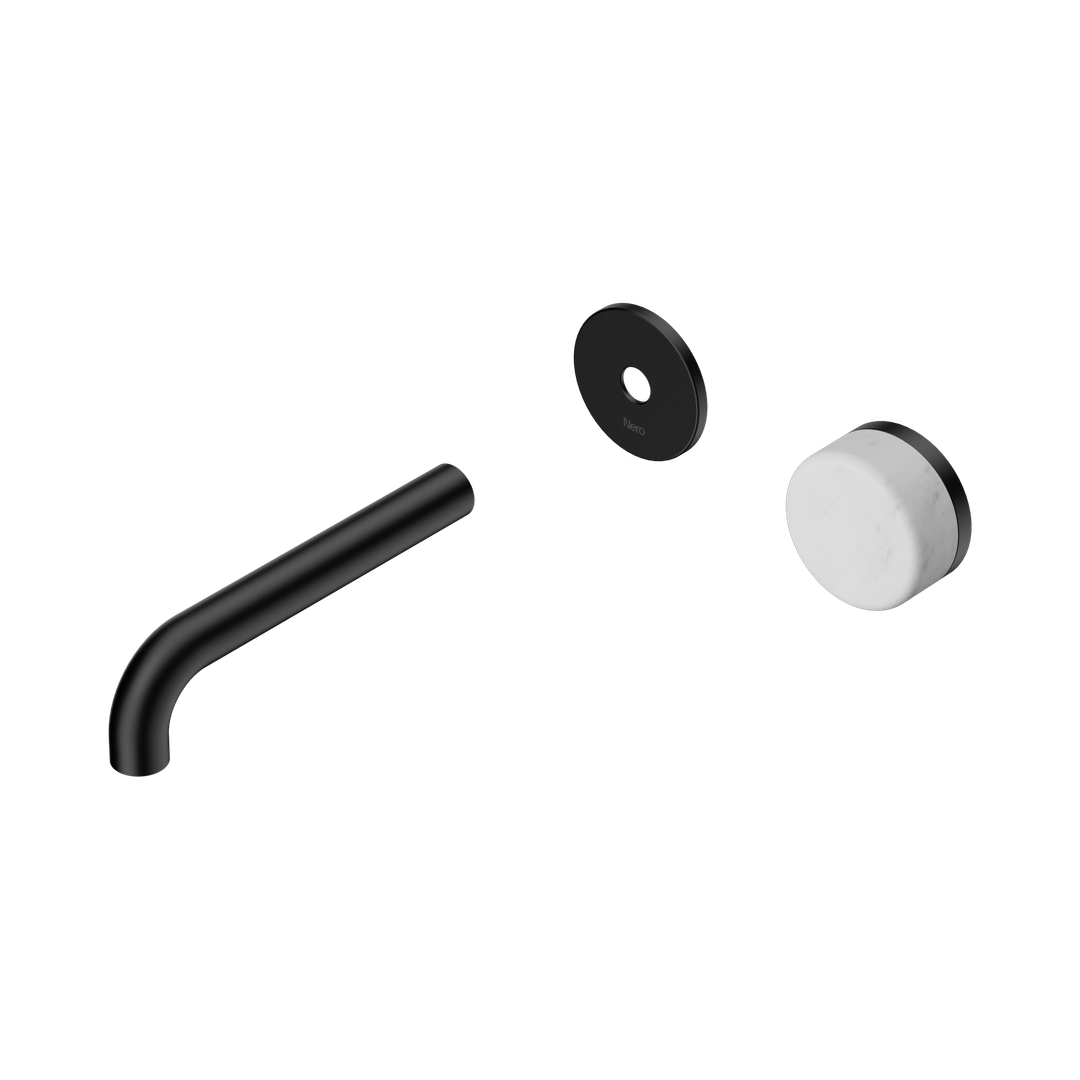 Nero Serenity Progressive Wall Basin Mixer 160Mm Spout With Carrara Handle Trim Kit Only Matte Black