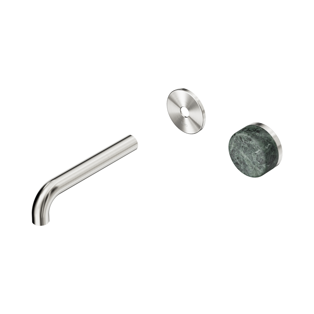 Nero Serenity Progressive Wall Basin Mixer 160Mm Spout With Verde Alpi Handle Trim Kit Only Brushed Nickel