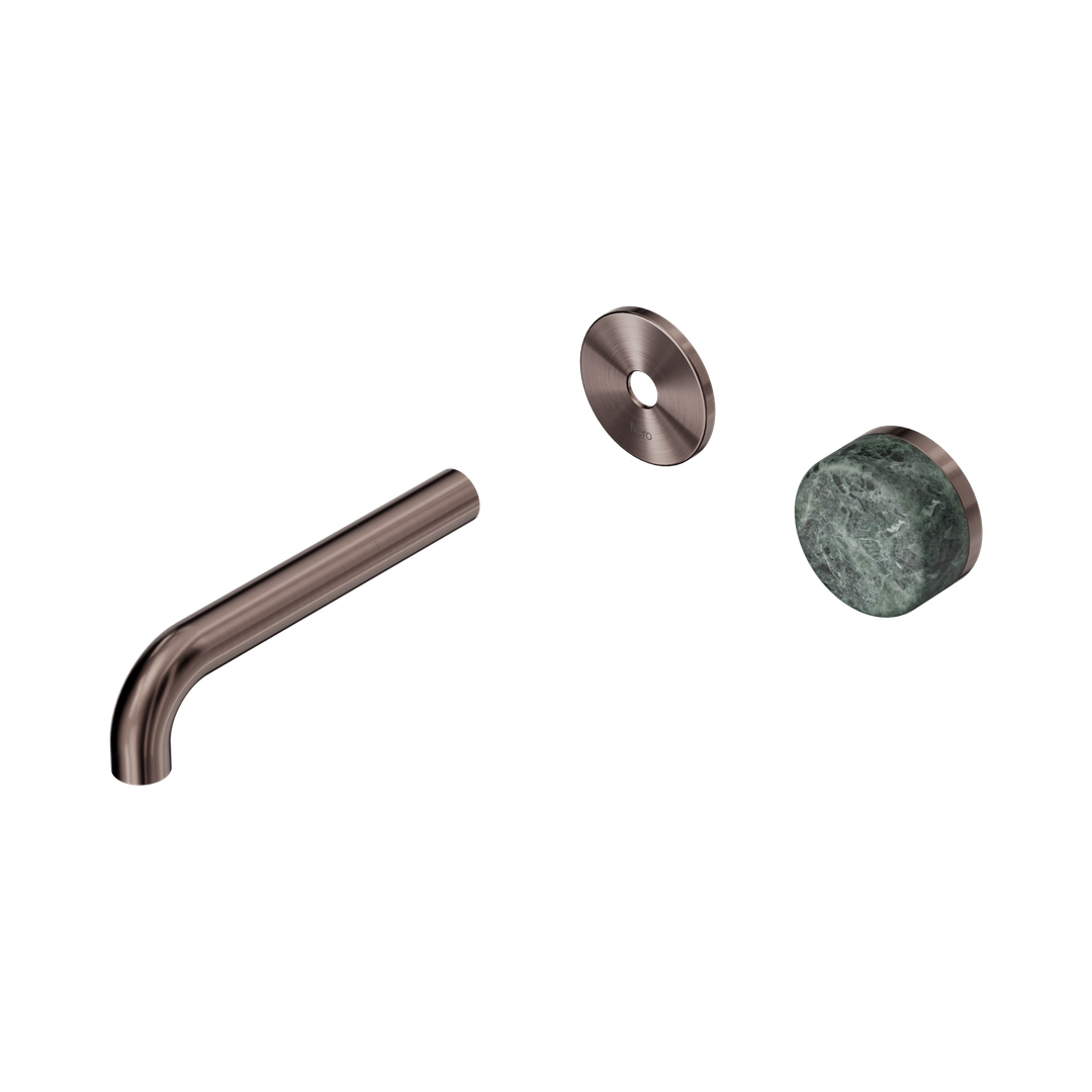 Nero Serenity Progressive Wall Basin Mixer 160Mm Spout With Verde Alpi Handle Trim Kit Only Brushed Bronze