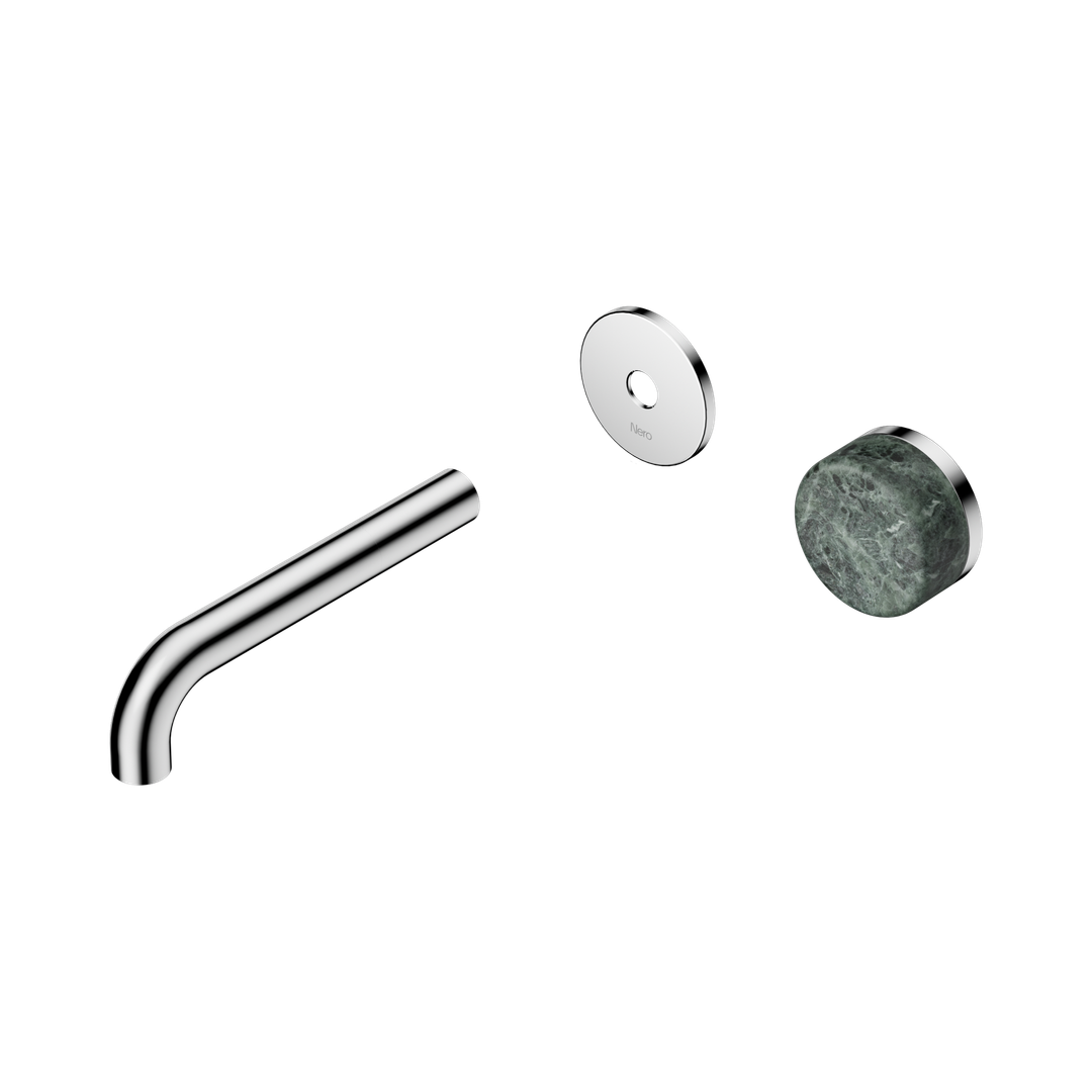 Nero Serenity Progressive Wall Basin Mixer 160Mm Spout With Verde Alpi Handle Trim Kit Only Chrome