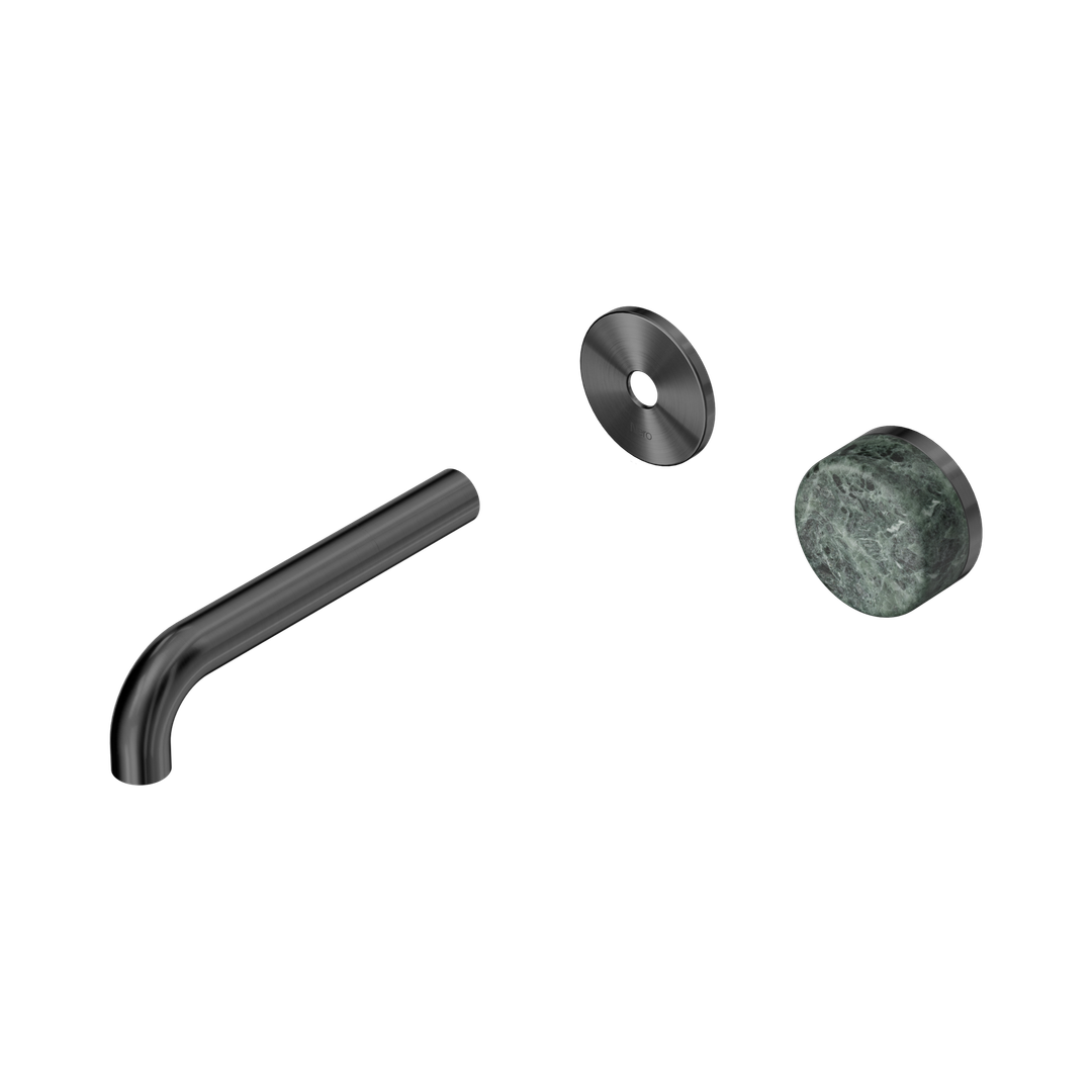 Nero Serenity Progressive Wall Basin Mixer 160Mm Spout With Verde Alpi Handle Trim Kit Only Gun Metal