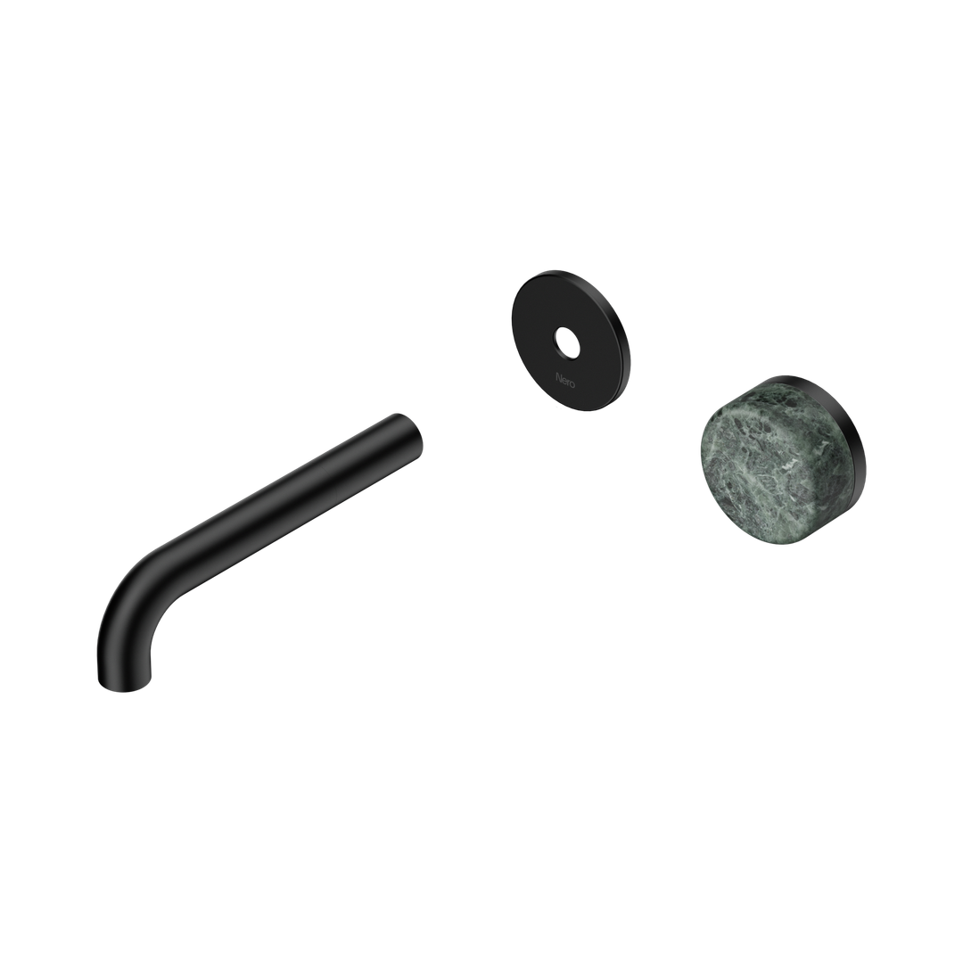 Nero Serenity Progressive Wall Basin Mixer 160Mm Spout With Verde Alpi Handle Trim Kit Only Matte Black