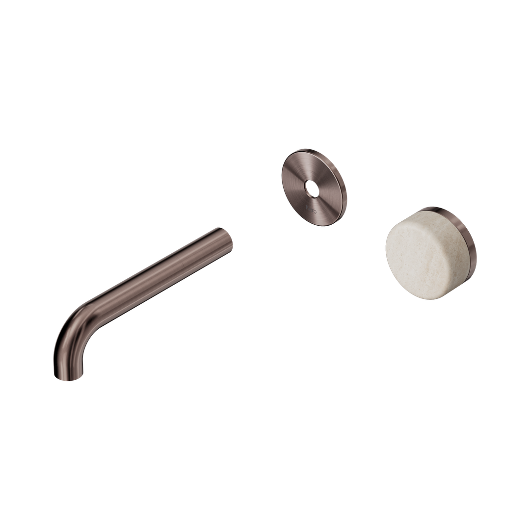 Nero Serenity Progressive Wall Basin Mixer 160Mm Spout Rome Travertine Handle Trim Kit Only Brushed Bronze