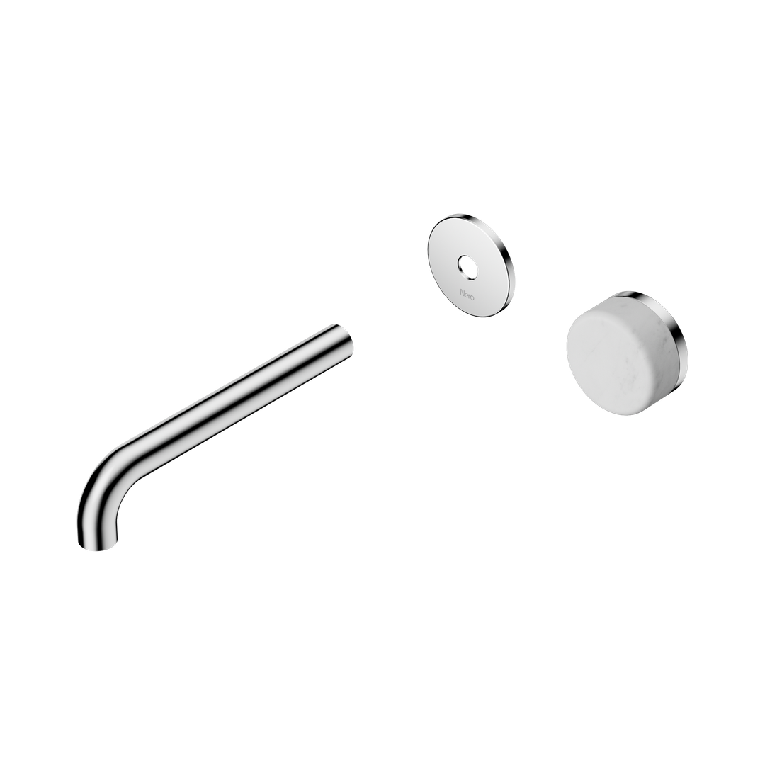 Nero Serenity Progressive Wall Basin Mixer 185Mm Spout Carrara Handle Trim Kit Only Chrome