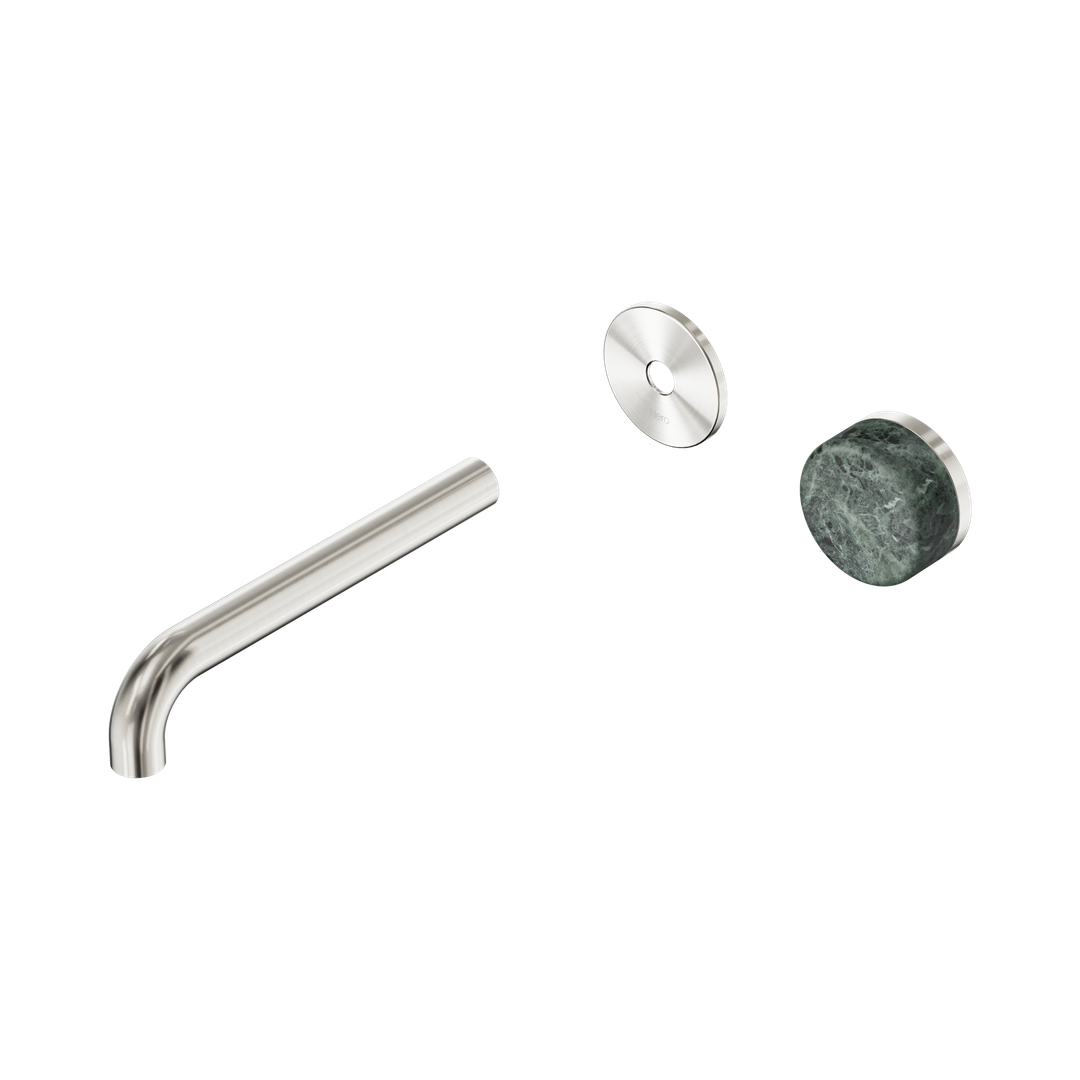 Nero Serenity Progressive Wall Basin Mixer 185Mm Spout With Verde Alpi Handle Trim Kit Only Brushed Nickel