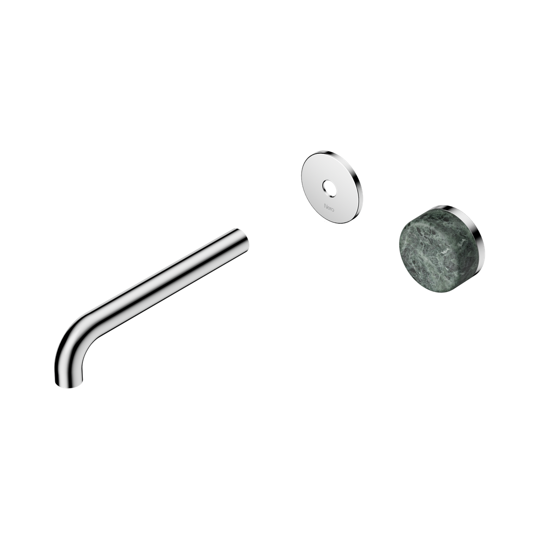 Nero Serenity Progressive Wall Basin Mixer 185Mm Spout With Verde Alpi Handle Trim Kit Only Chrome