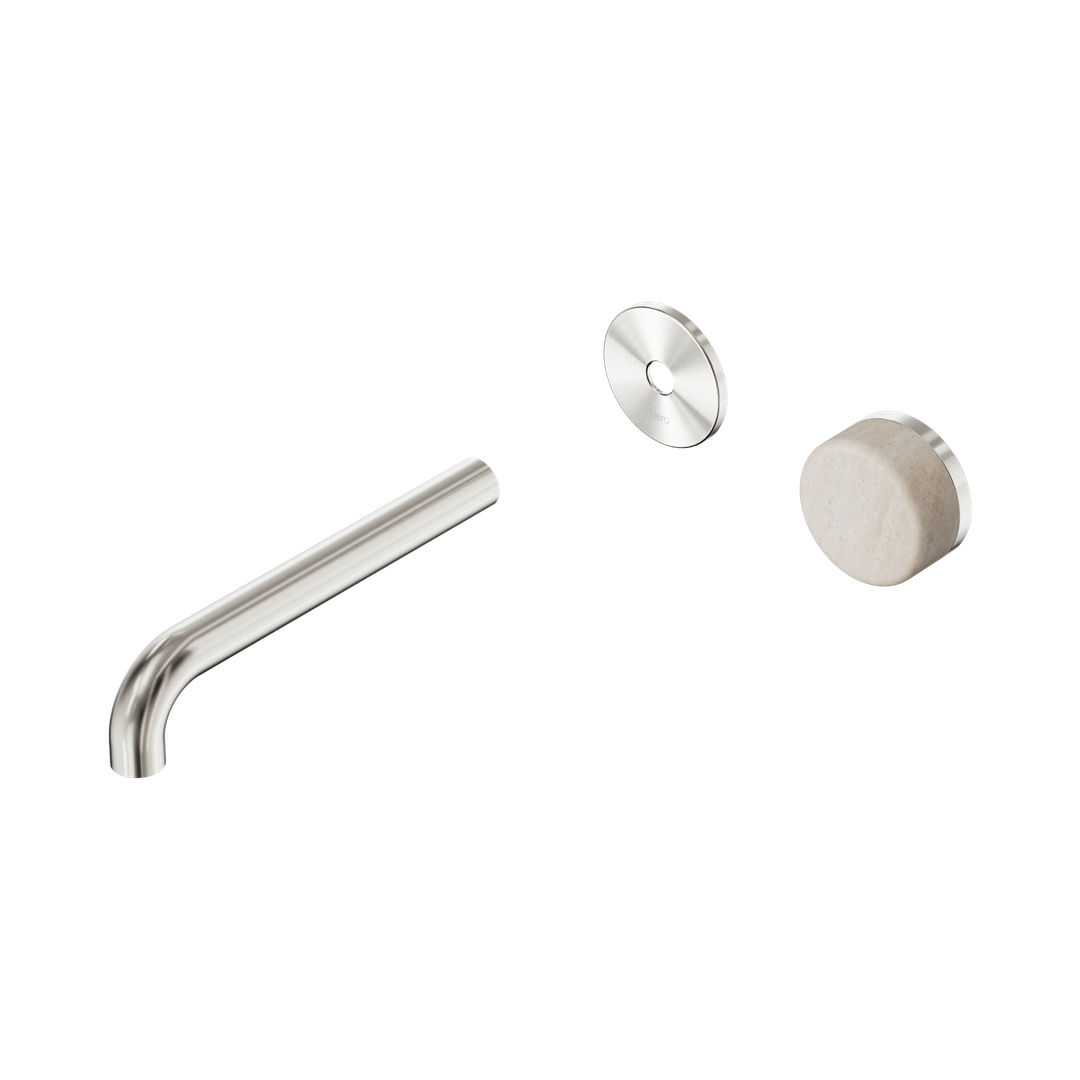 Nero Serenity Progressive Wall Basin Mixer 185Mm Spout Rome Travertine Handle Trim Kit Only Brushed Nickel