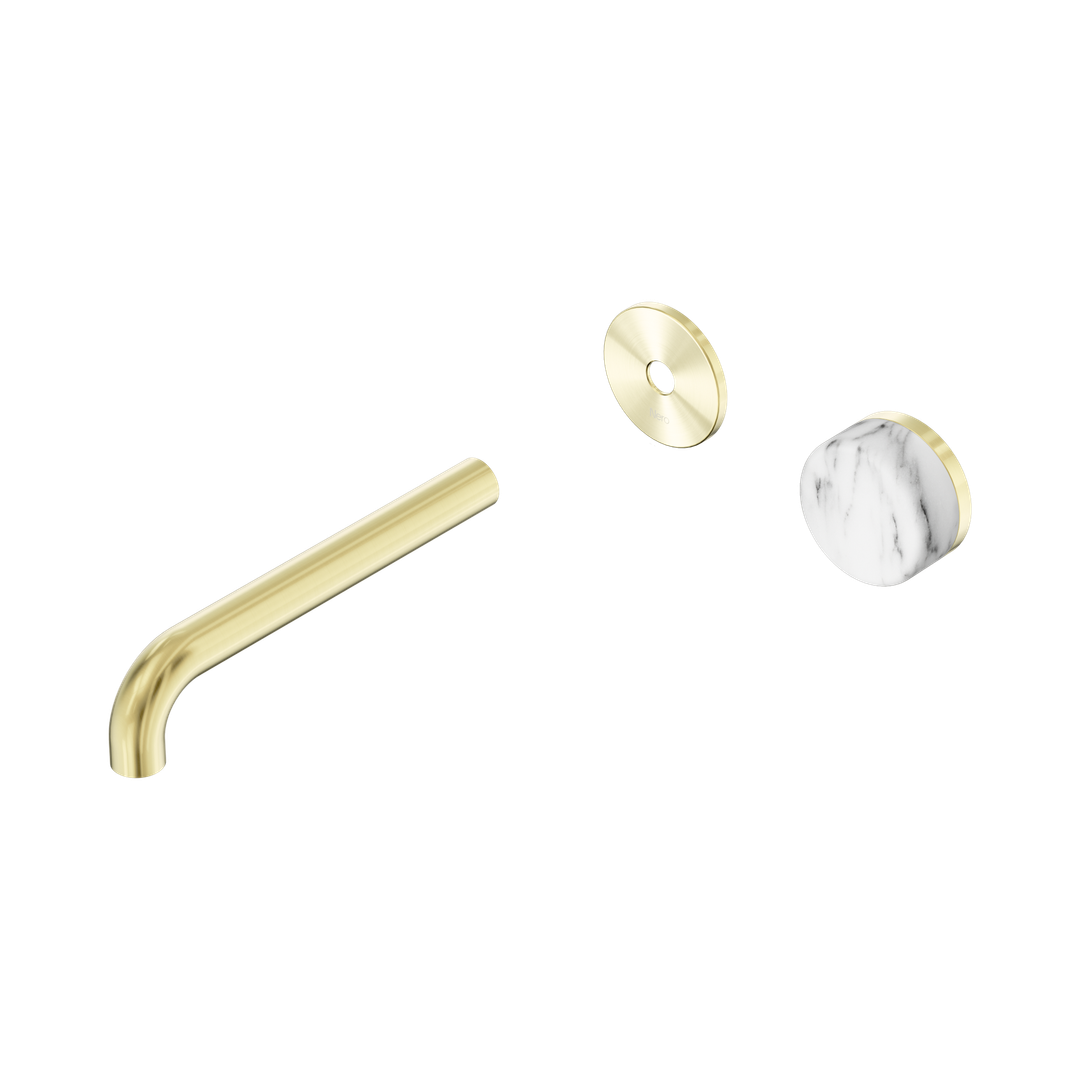 Nero Serenity Progressive Wall Basin Mixer 185Mm Spout Arabescato Corchia Handle Trim Kit Only Brushed Gold