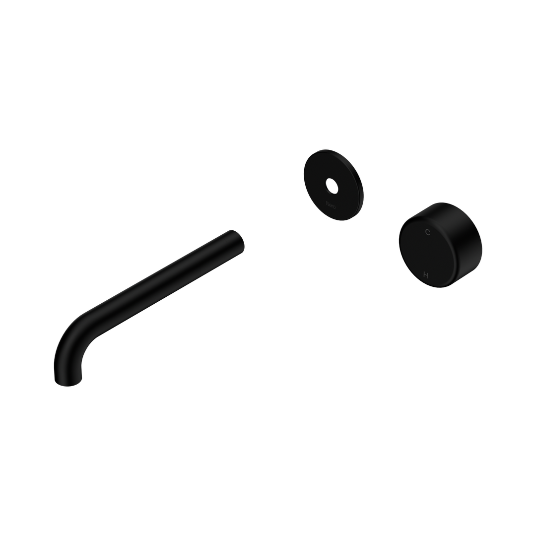 Nero Serenity Progressive Wall Basin Mixer 185Mm Spout With Metal Handle Trim Kit Only Matte Black