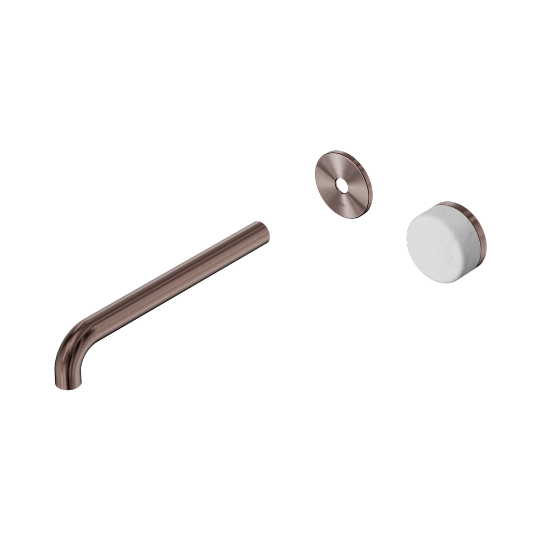 Nero Serenity Progressive Wall Basin Mixer 220Mm Spout With Carrara Handle Trim Kit Only Brushed Bronze