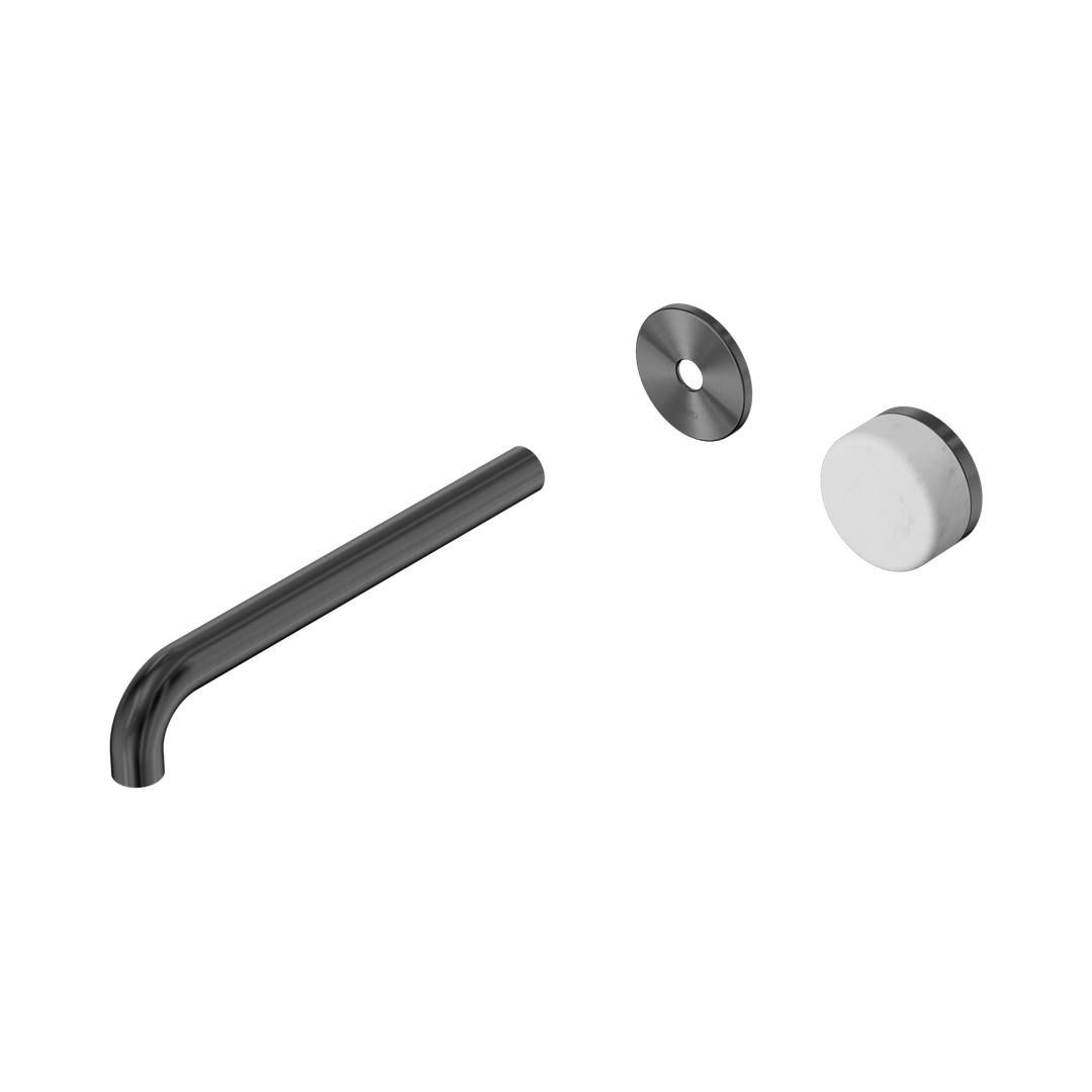 Nero Serenity Progressive Wall Basin Mixer 220Mm Spout With Carrara Handle Trim Kit Only Gun Metal