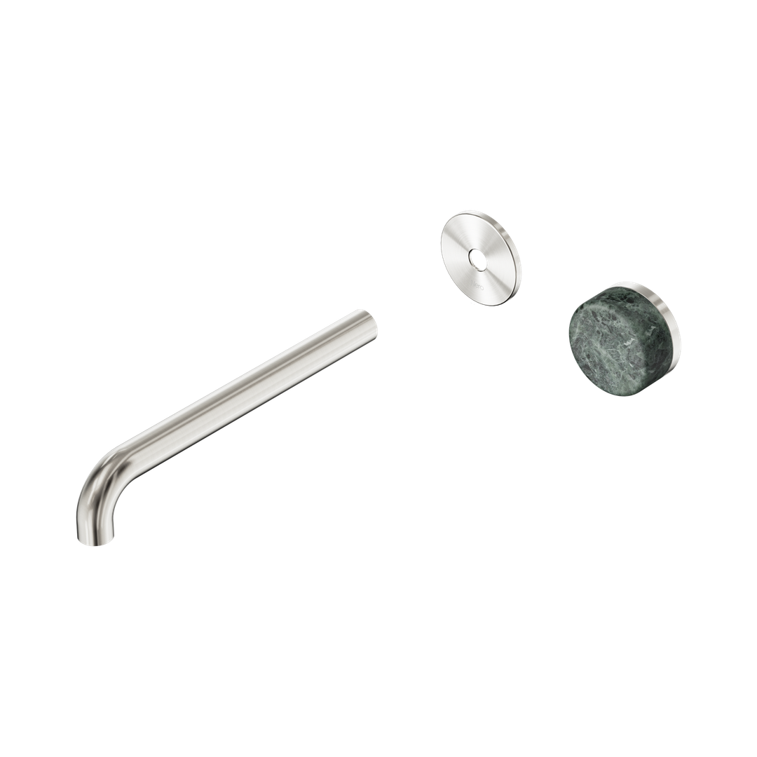 Nero Serenity Progressive Wall Basin Mixer 220Mm Spout With Verde Alpi Handle Trim Kit Only Brushed Nickel