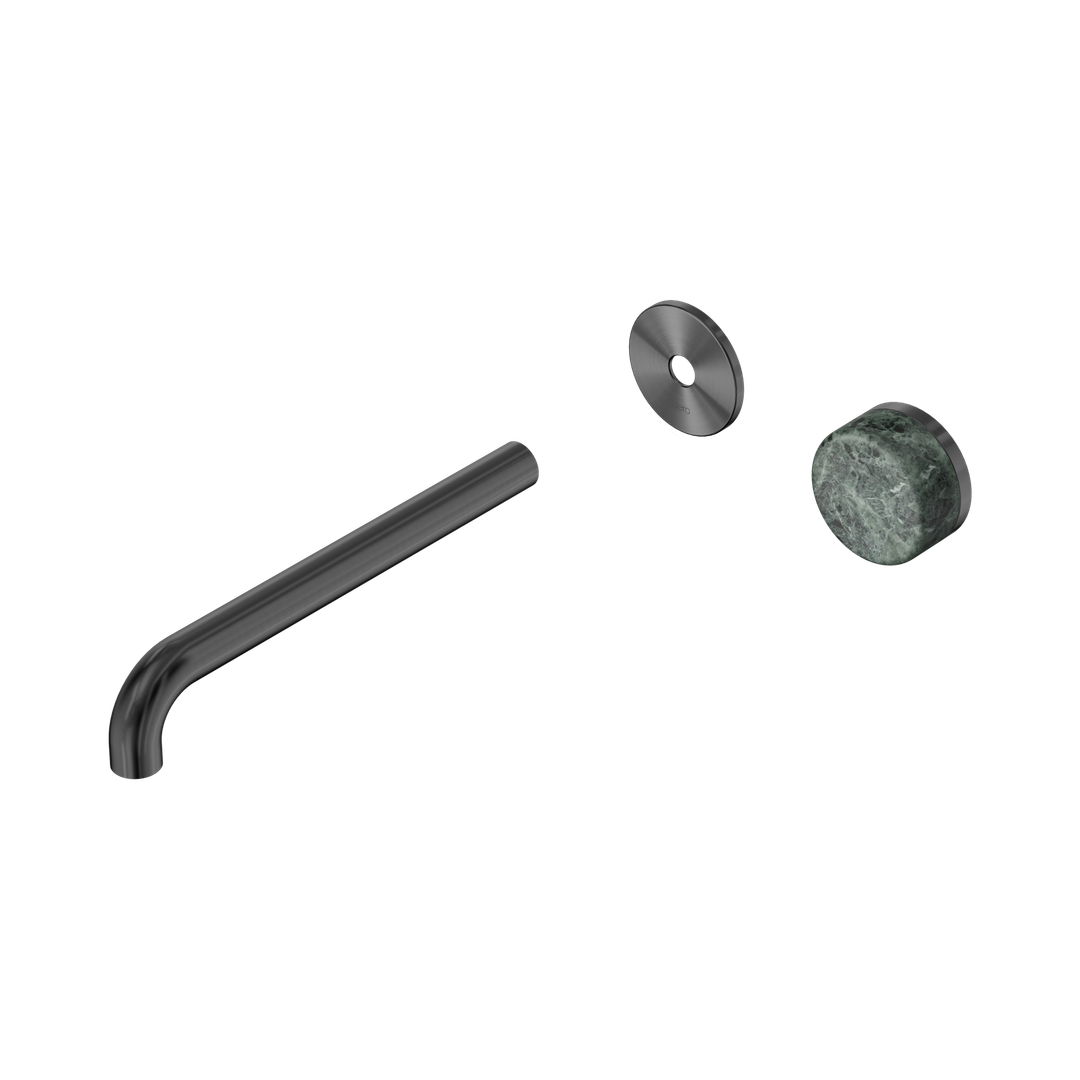 Nero Serenity Progressive Wall Basin Mixer 220Mm Spout With Verde Alpi Handle Trim Kit Only Gun Metal
