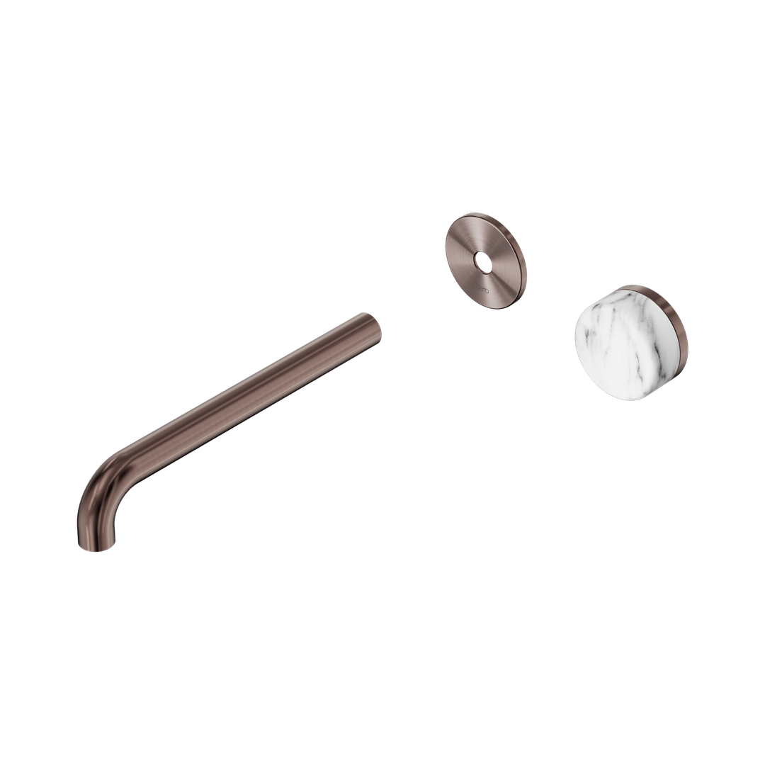 Nero Serenity Progressive Wall Basin Mixer 220Mm Spout Arabescato Corchia Handle Trim Kit Only Brushed Bronze