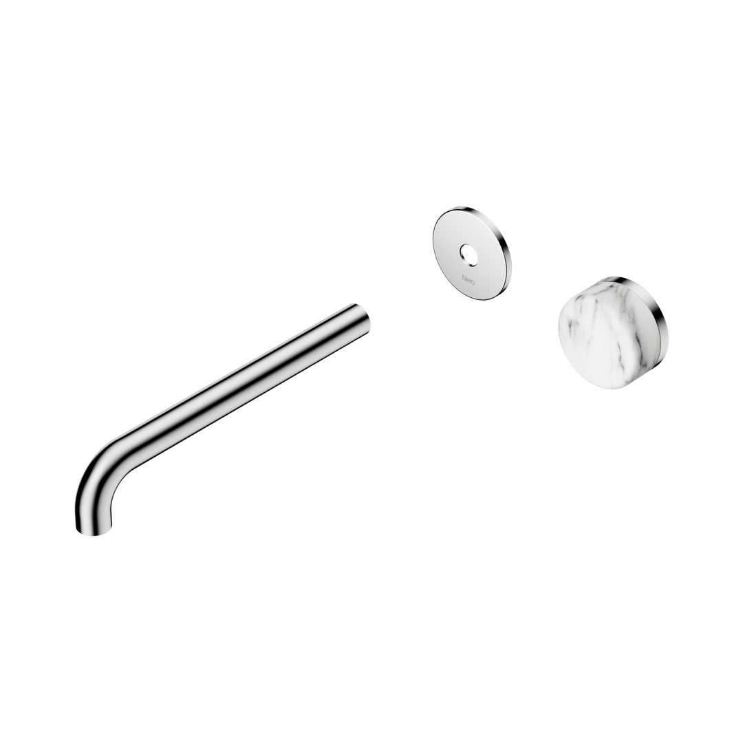 Nero Serenity Progressive Wall Basin Mixer 220Mm Spout With Arabescato Corchia Handle Trim Kit Only Chrome