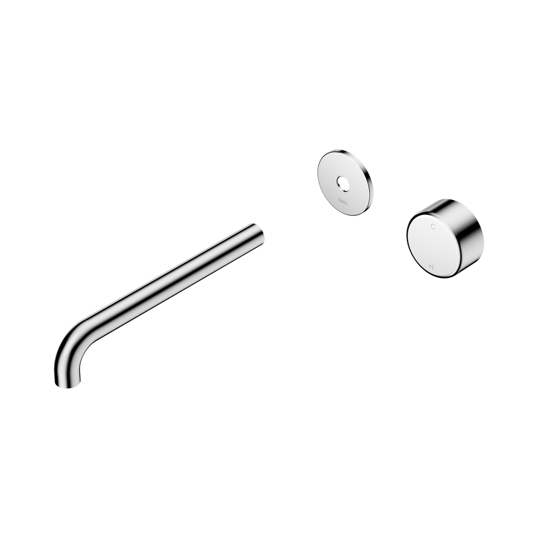 Nero Serenity Progressive Wall Basin Mixer 220Mm Spout With Metal Handle Trim Kit Only Chrome