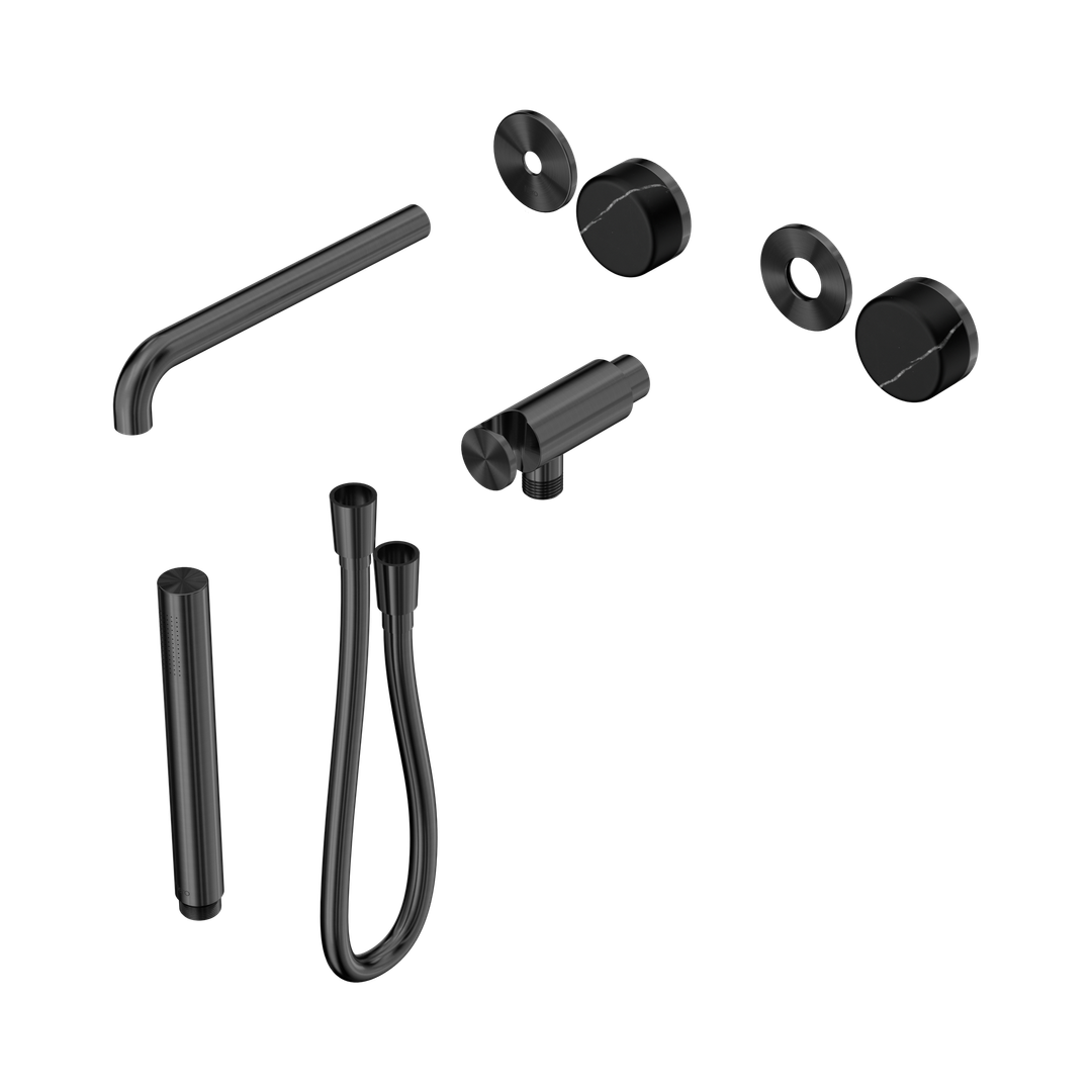 Nero Serenity Progressive Shower System With Spout Marquina Black Handle & Slim Shower Trim Kit Only Gun Metal