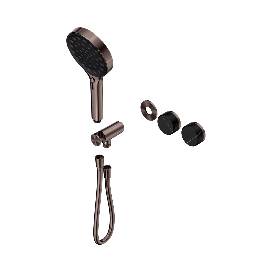 Nero Serenity Progressive Shower System Marquina Black Handle & Serenity Hand Shower Trim Kit Only Brushed Bronze