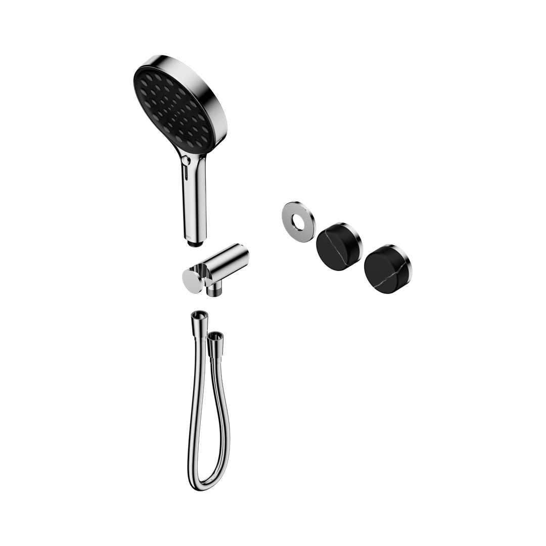 Nero Serenity Progressive Shower System Marquina Black Handle & Serenity Hand Shower Trim Kit Only Chrome