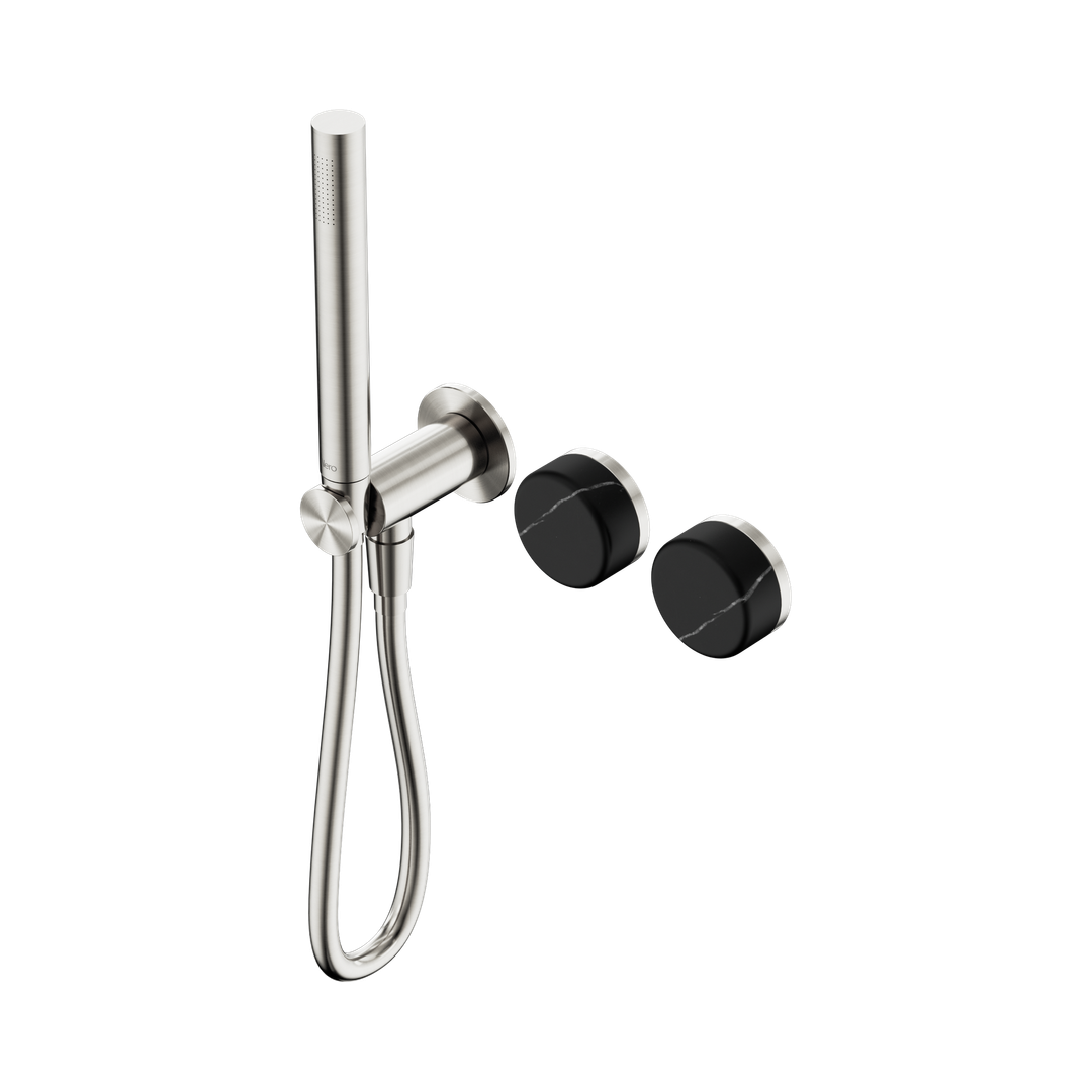 Nero Serenity Progressive Shower System Marquina Black Handle & Slim Shower Brushed Nickel