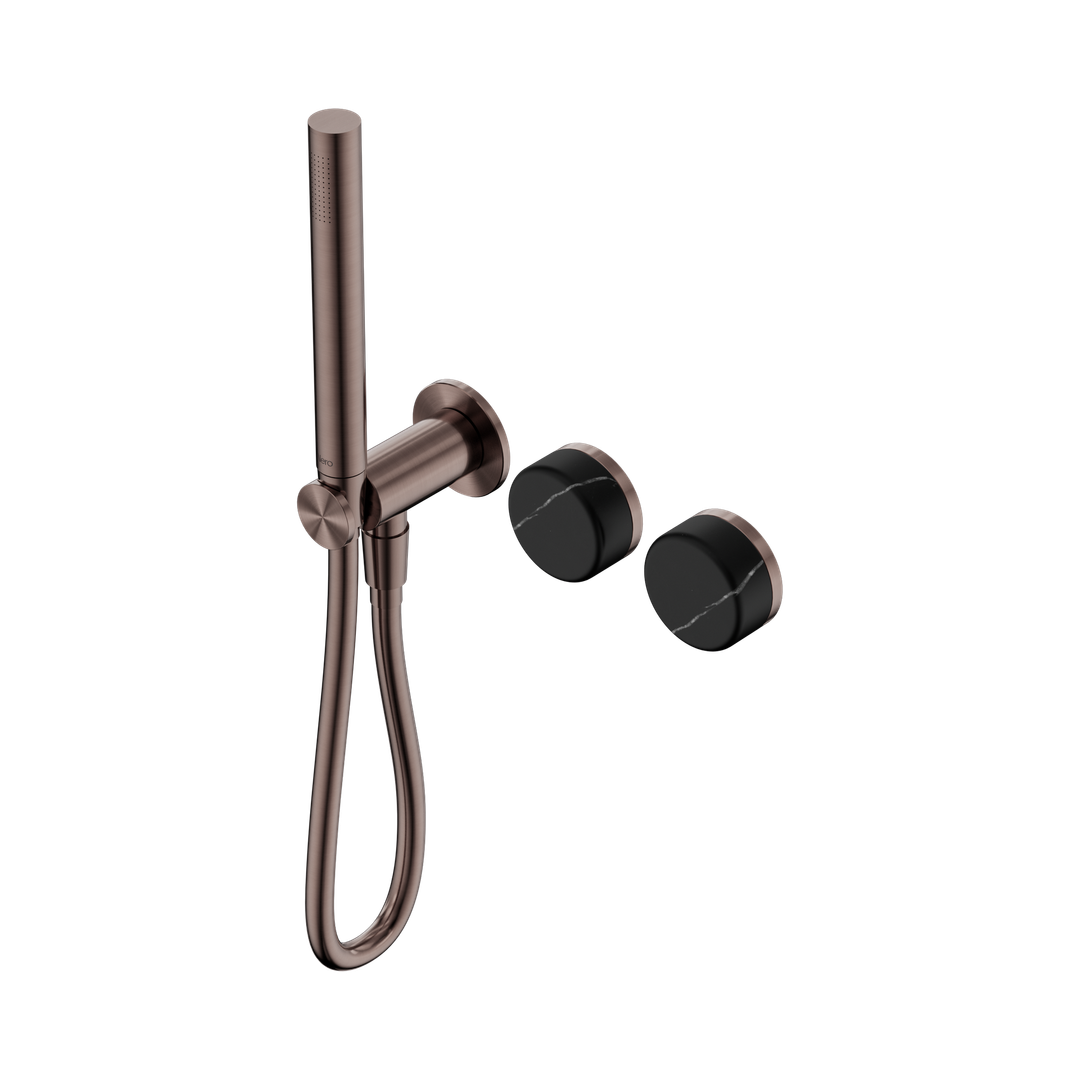 Nero Serenity Progressive Shower System Marquina Black Handle & Slim Shower Brushed Bronze