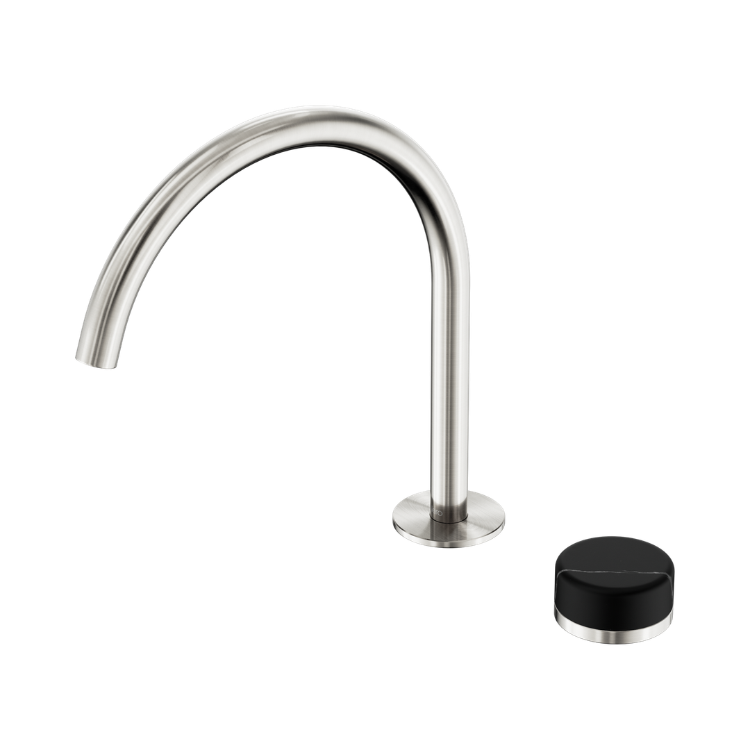Nero Serenity Progressive Bath/Kitchen Mixer Arc Spout With Marquina Black Handle Brushed Nickel