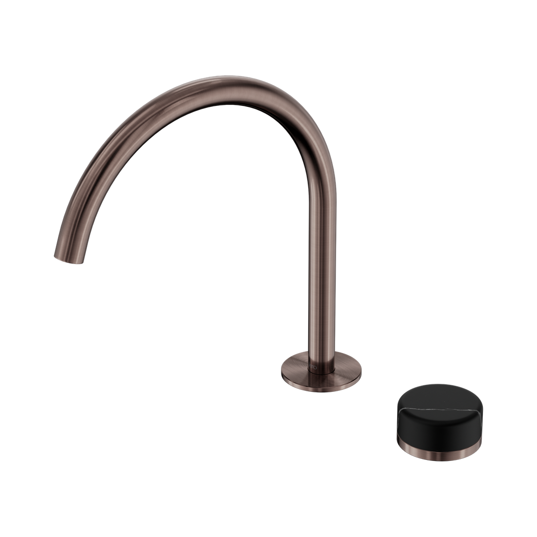 Nero Serenity Progressive Bath/Kitchen Mixer Arc Spout With Marquina Black Handle Brushed Bronze
