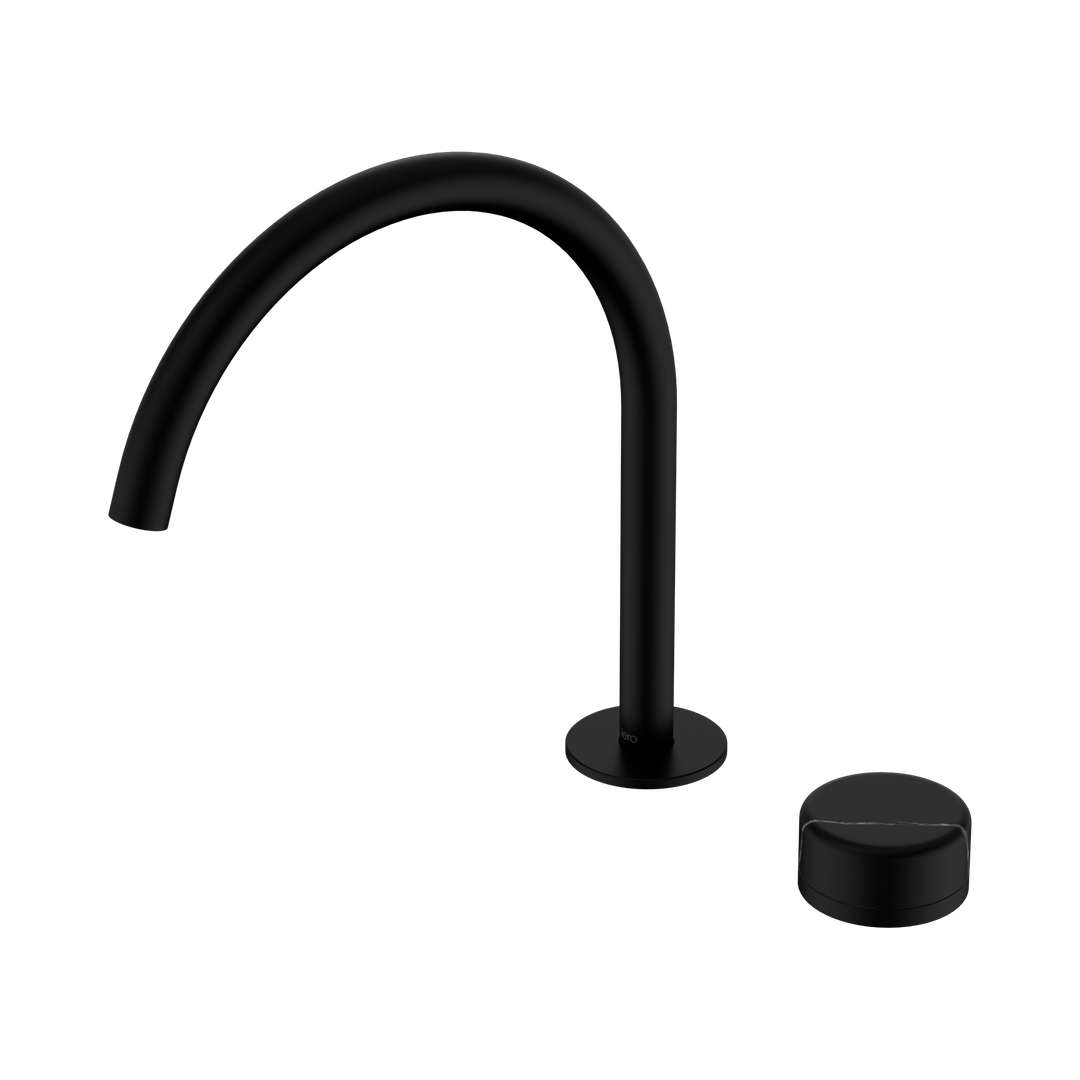 Nero Serenity Progressive Bath/Kitchen Mixer Arc Spout With Marquina Black Handle Matte Black