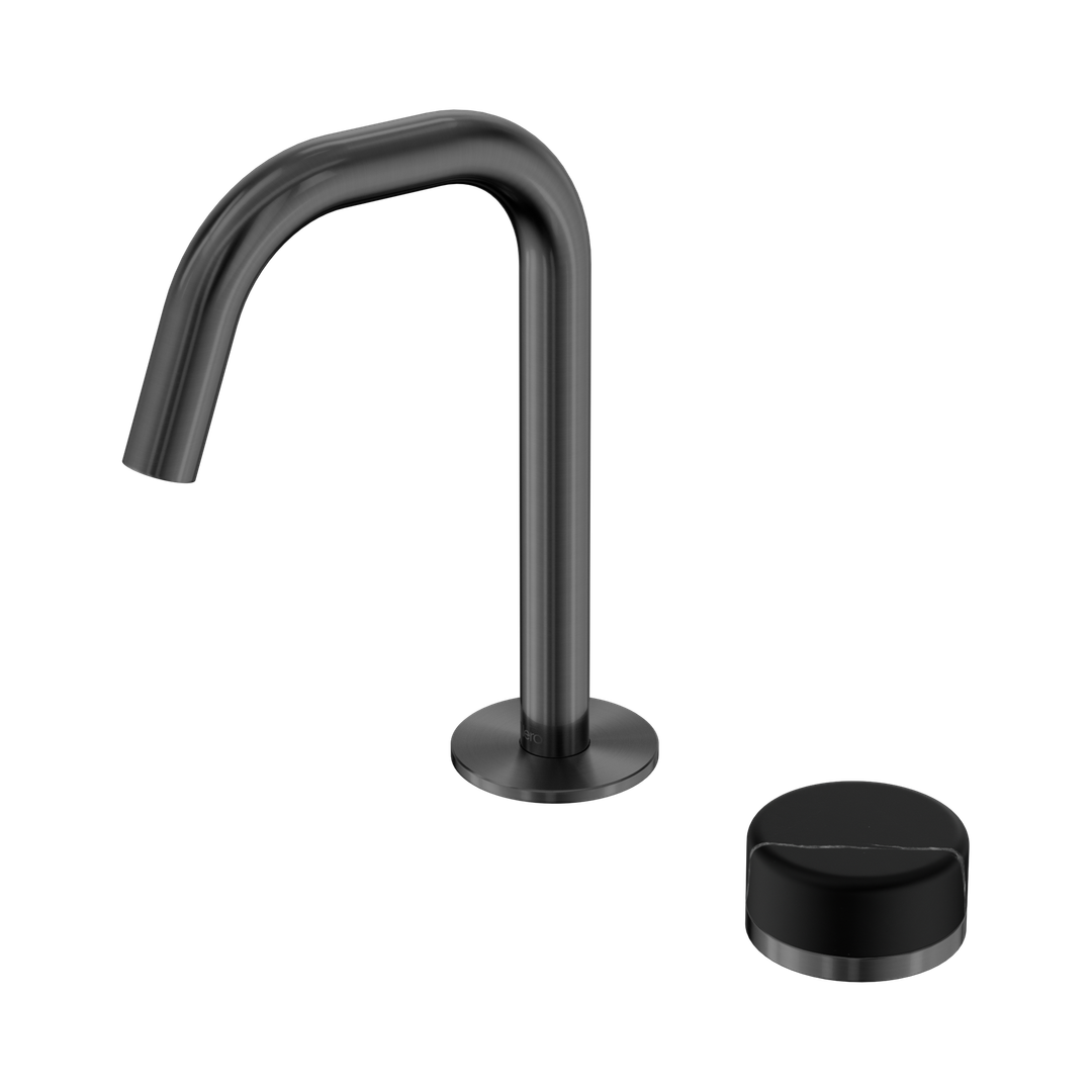 Nero Serenity Progressive Basin Mixer Edge Spout With Marquina Black Handle Gun Metal