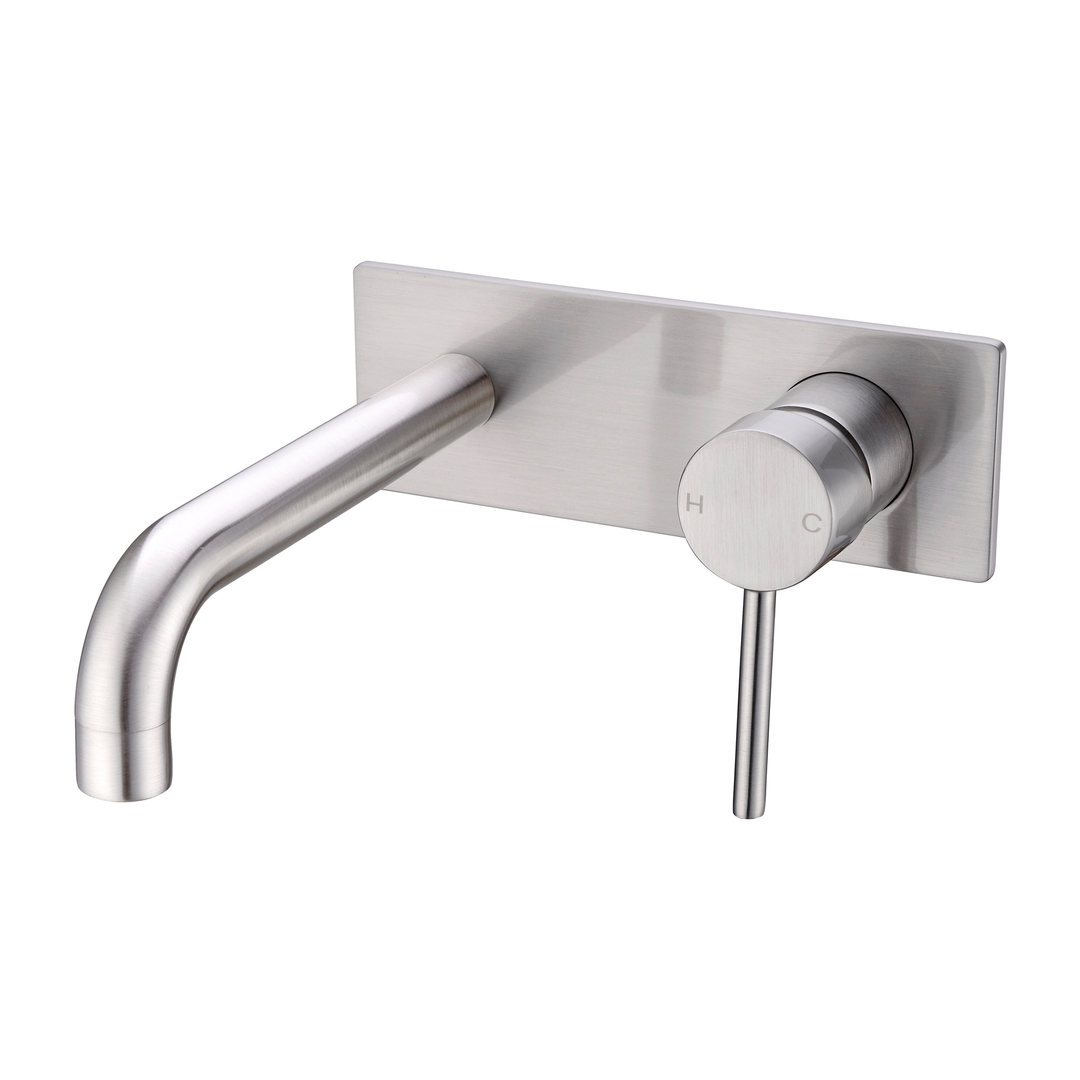 Nero Dolce Wall Basin Mixer (Stylish Spout) Brushed Nickel