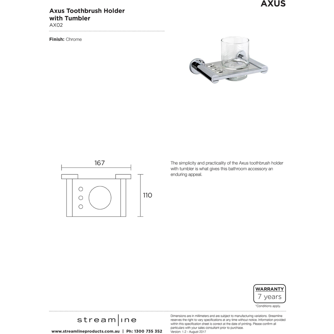 Streamline Arcisan Axus Toothbrush Holder C/W Tumbler - Chrome