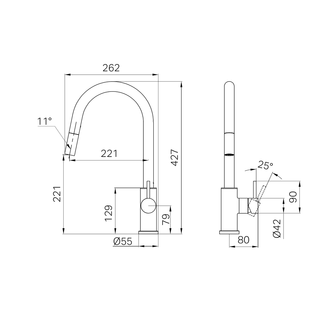 Nero Dolce Ii Pull Out Sink Mixer Matte Black