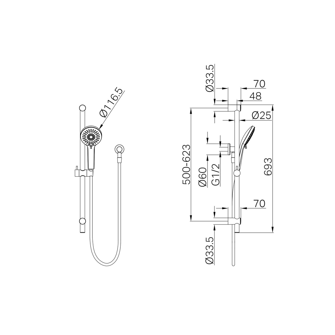 Harmony Senza Plus Rail Shower Chrome