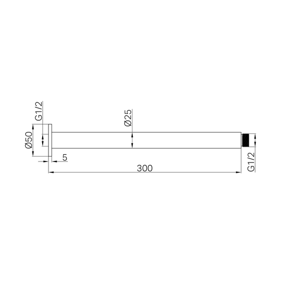 Harmony Senza Plus 300Mm Shower Arm Ceiling Brushed Nickel
