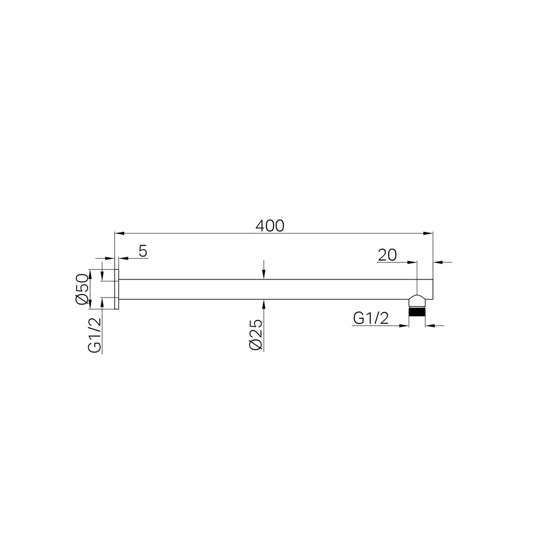 Harmony Senza Plus 400Mm Shower Wall Arm Chrome