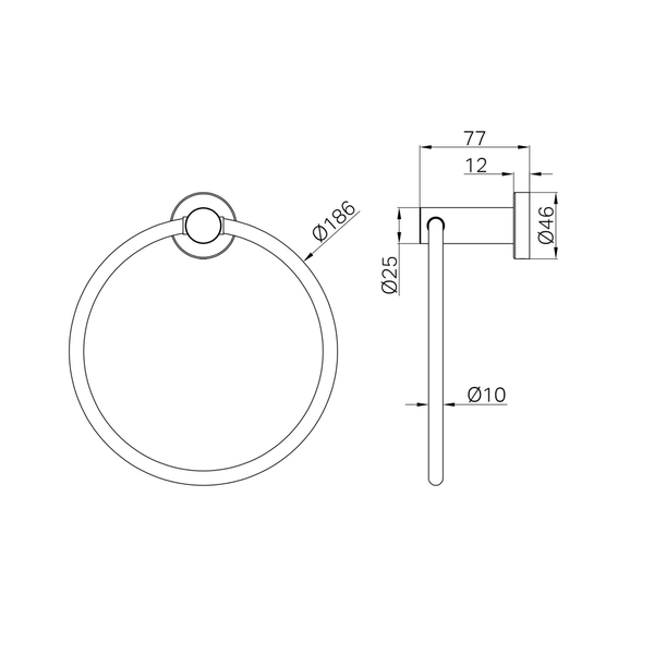 Harmony Senza Plus Hand Towel Ring Chrome