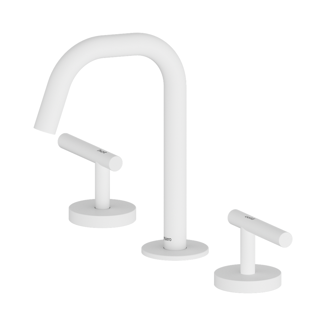Nero Mecca Lever Basin Set Edge Spout Matte White
