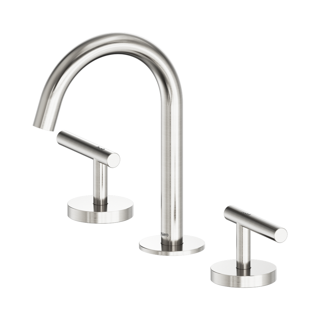 Nero Mecca Lever Basin Set Arc Spout Brushed Nickel
