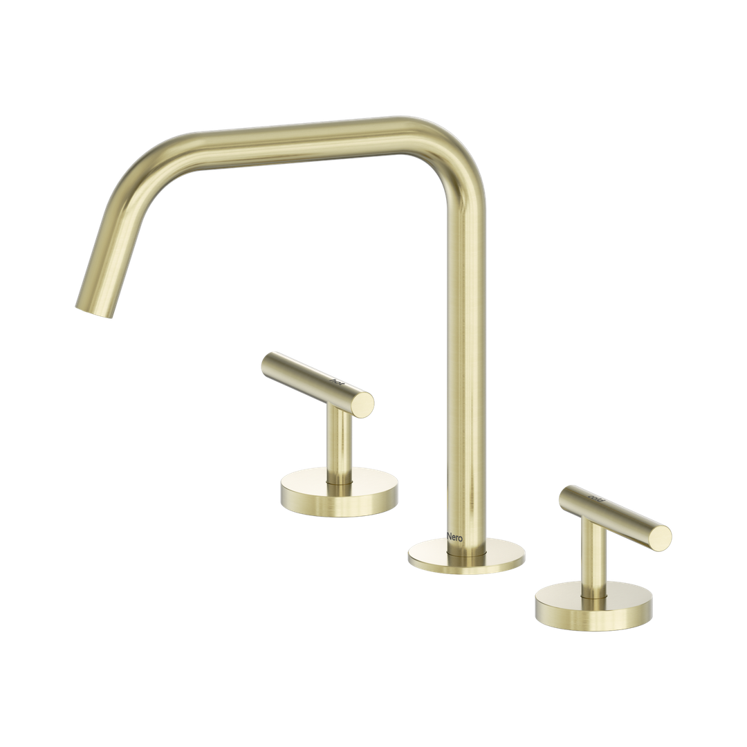Nero Mecca Lever Bath/Kitchen Set Edge Spout Ii Brushed Gold