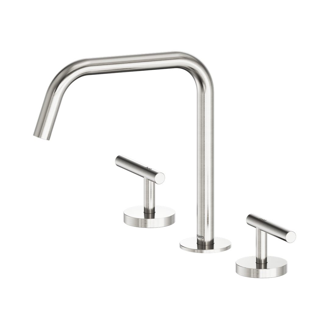 Nero Mecca Lever Bath/Kitchen Set Edge Spout Ii Brushed Nickel