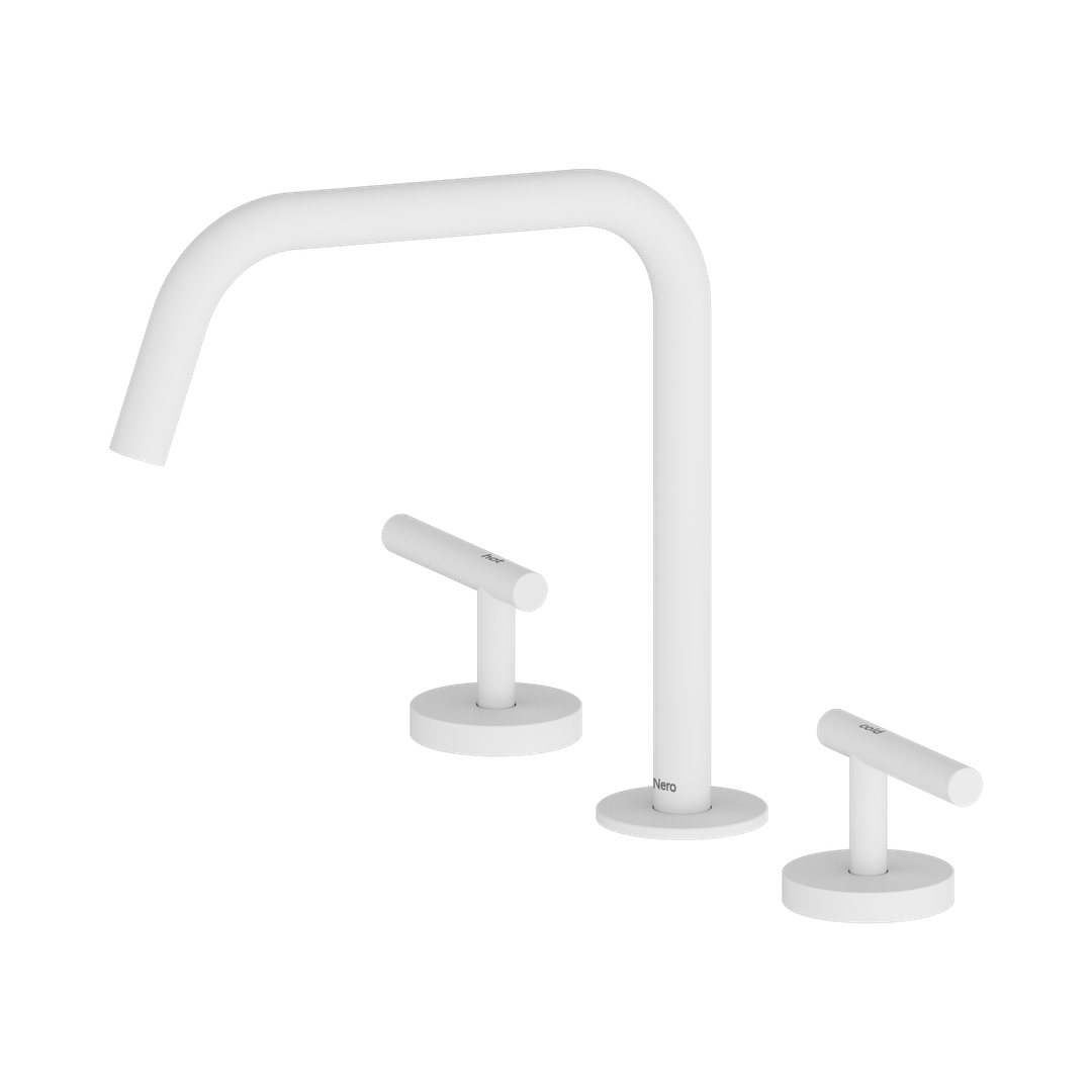 Nero Mecca Lever Bath/Kitchen Set Edge Spout Ii Matte White