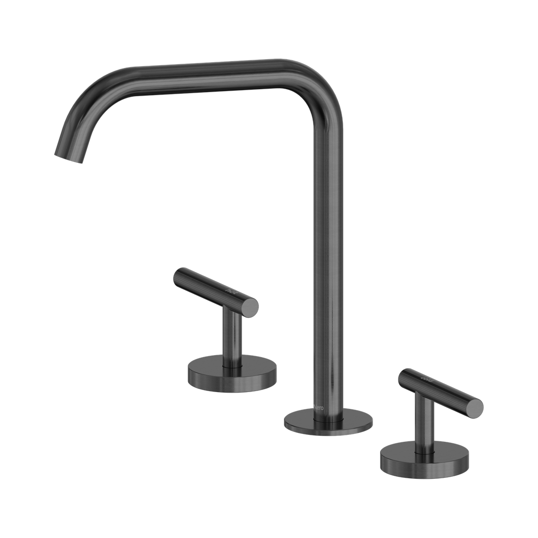 Nero Mecca Lever Bath/Kitchen Set Edge Spout Gun Metal