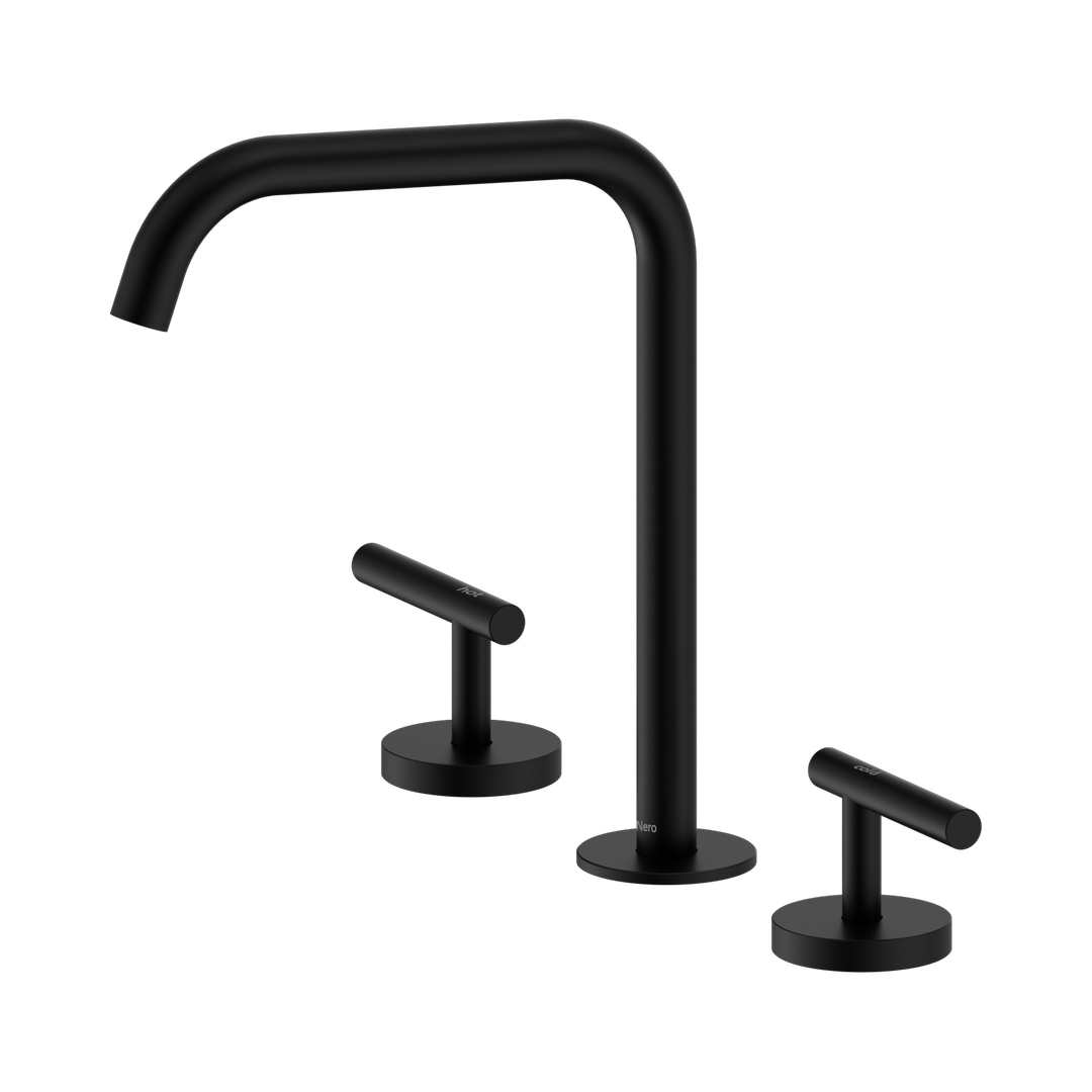 Nero Mecca Lever Bath/Kitchen Set Edge Spout Matte Black