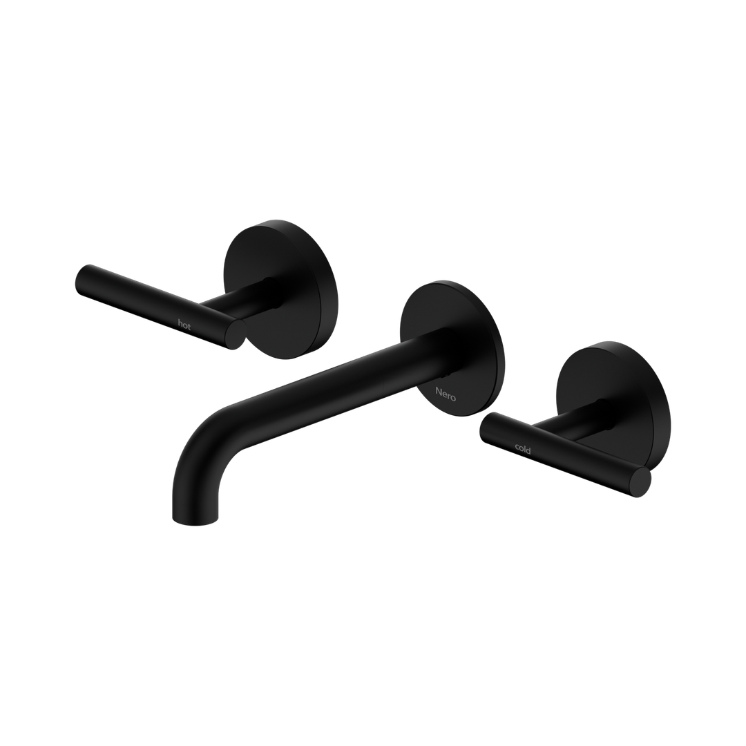Nero Mecca Lever Wall Basin/Bath Set 160Mm Spout Matte Black