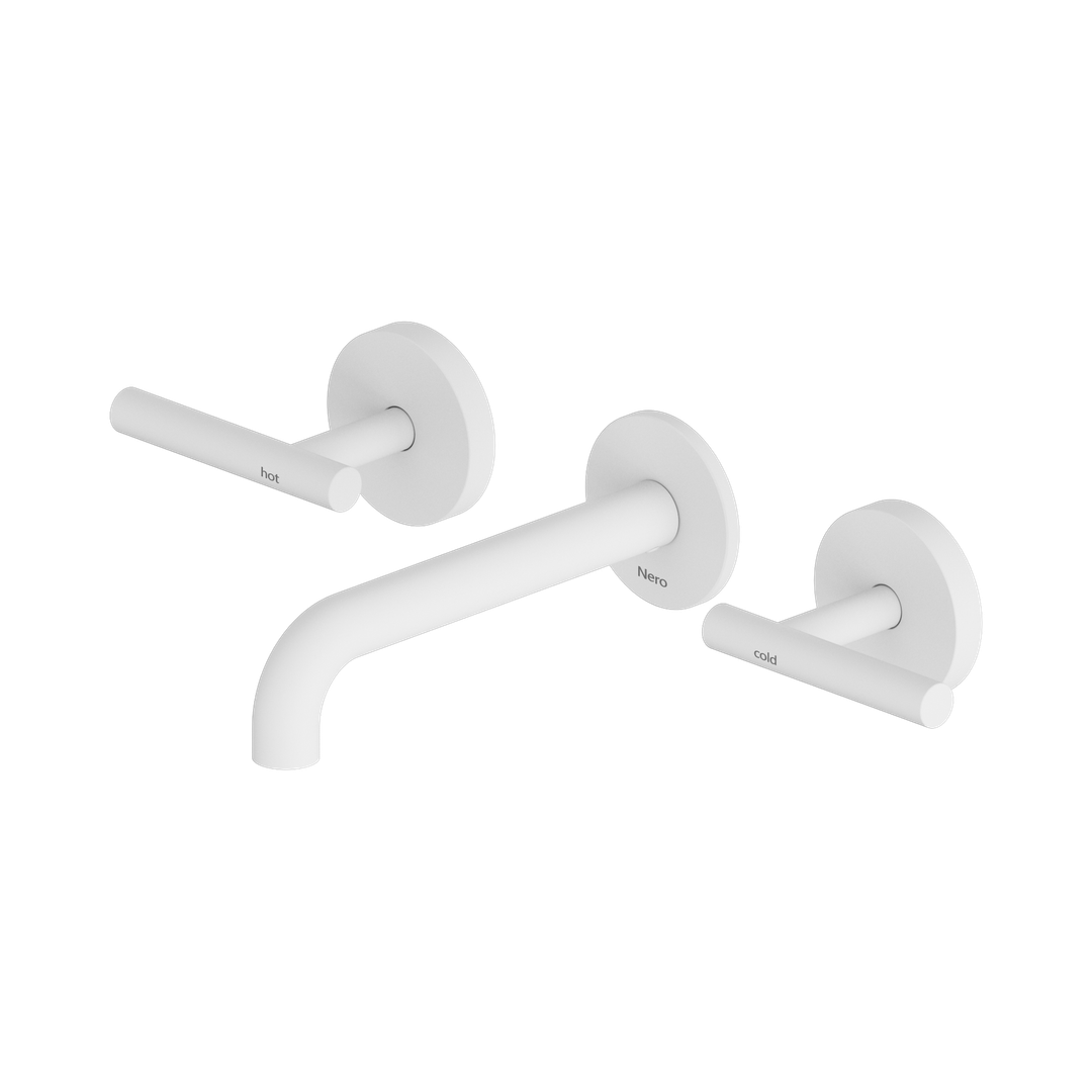 Nero Mecca Lever Wall Basin/Bath Set 160Mm Spout Matte White