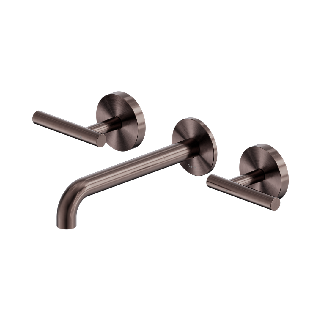 Nero Mecca Lever Wall Basin/Bath Set 185Mm Spout Brushed Bronze