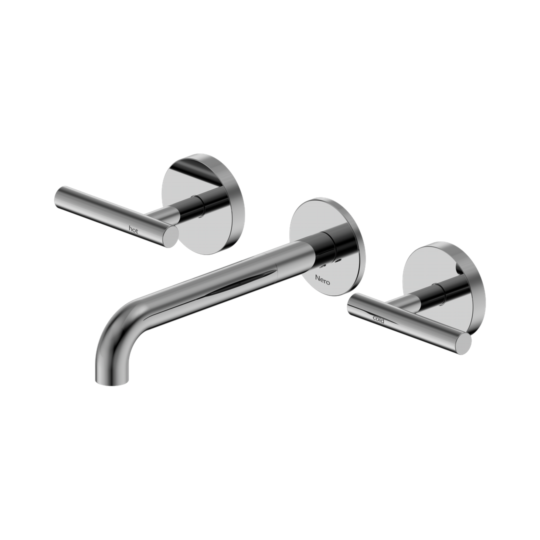 Nero Mecca Lever Wall Basin/Bath Set 185Mm Spout Chrome