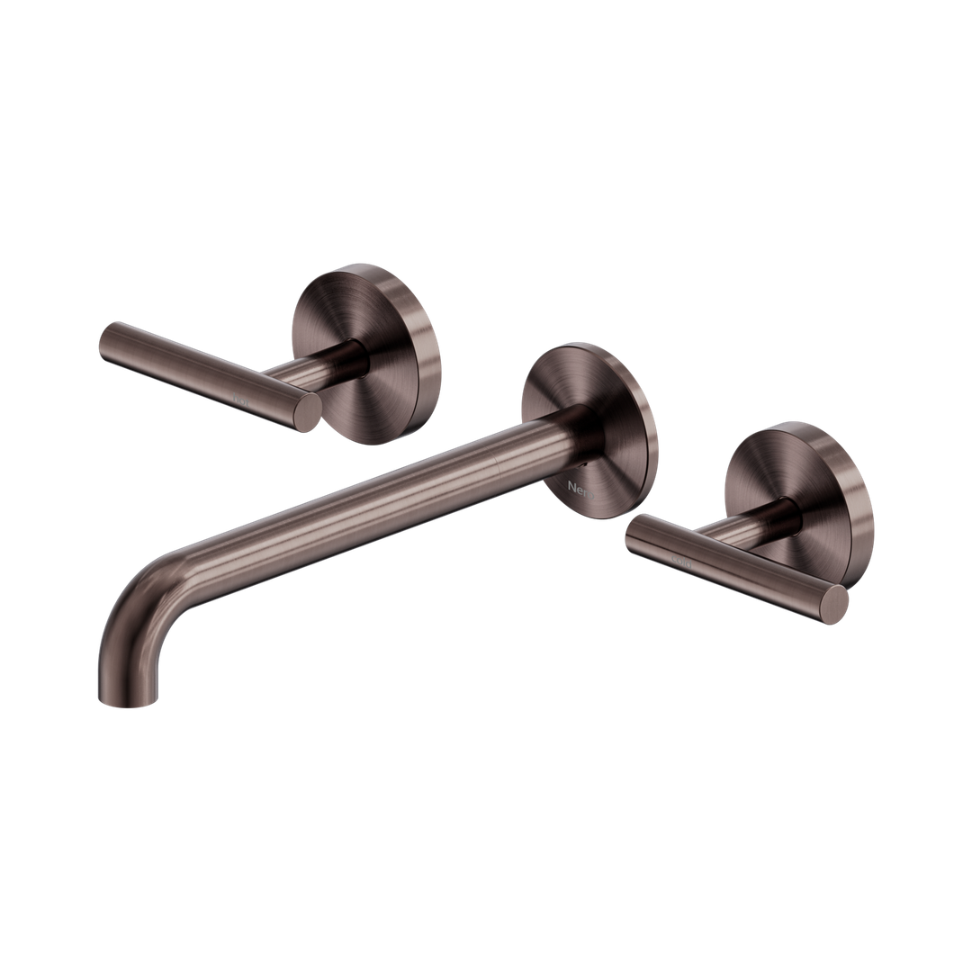 Nero Mecca Lever Wall Basin/Bath Set 220Mm Spout Brushed Bronze