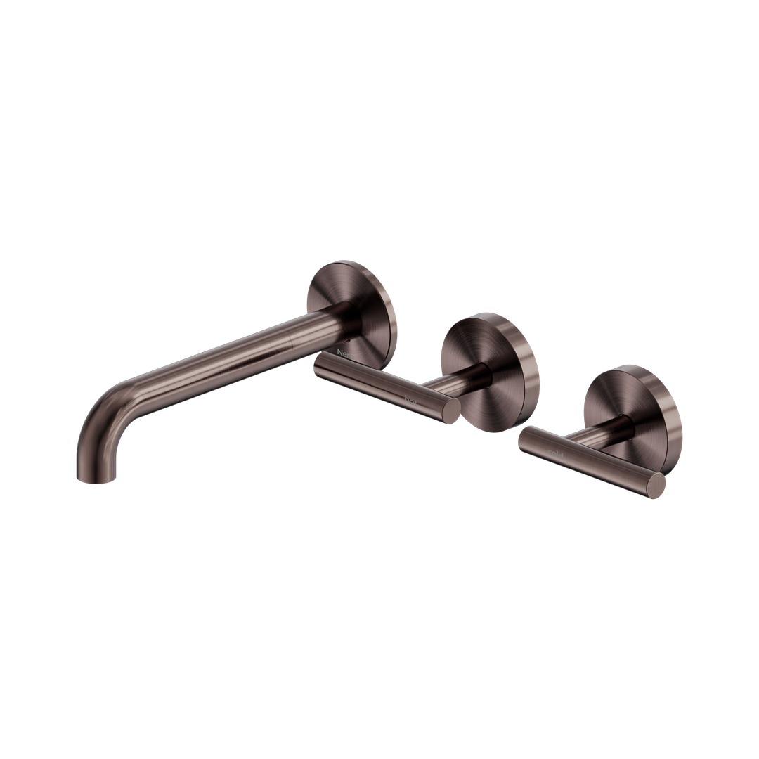 Nero Mecca Lever Wall Basin/Bath Set 185Mm Offset Spout Brushed Bronze
