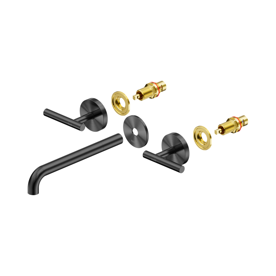 Nero Mecca Lever Wall Basin/Bath Set 220Mm Spout Trim Kits Only Gun Metal